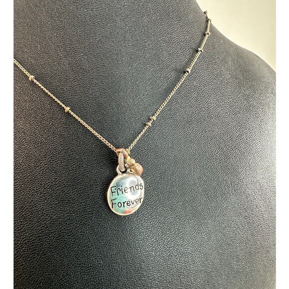 Brighton Friends Forever Dainty Silver Toned Necklace Some Tarnishing - Picture 2 of 7